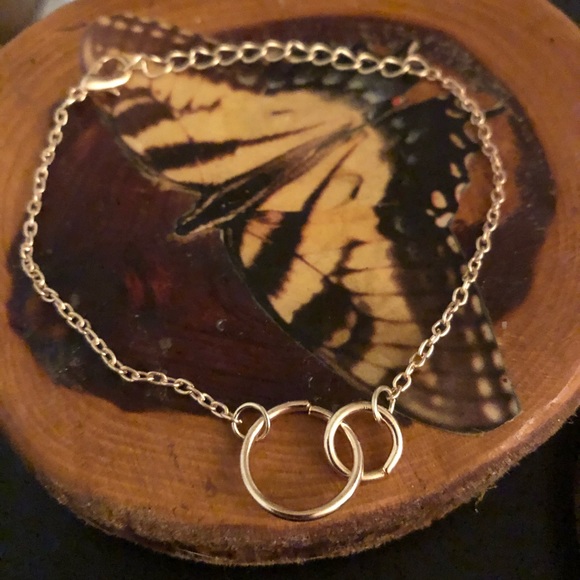 Handmade Brand New 2Hoop Gold Color Chain Bracelet - Picture 2 of 4